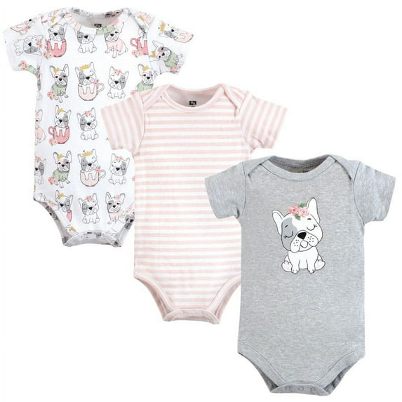Hudson Baby Girl Cotton Bodysuits, Girl Whimsical Dog, 3-6 Months