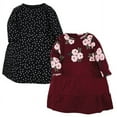 thumbnail image 1 of Hudson Baby Girl Cotton Dresses, Black Burgundy Floral, 10 Years, 1 of 4