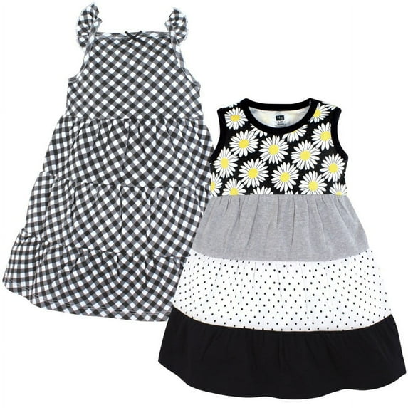 Hudson Baby Girl Cotton Dresses, Black Daisy, 18-24 Months