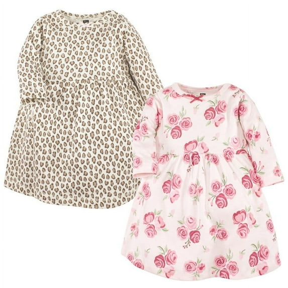 Hudson Baby Girl Cotton Dresses, Blush Rose Leopard, 4 Toddler