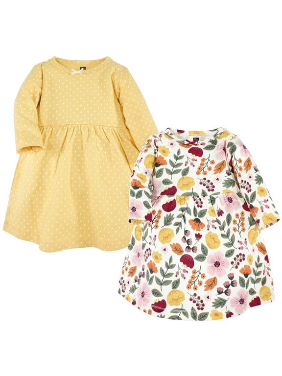 Girl Cotton Dresses, Fall Botanical, 0-3 Months