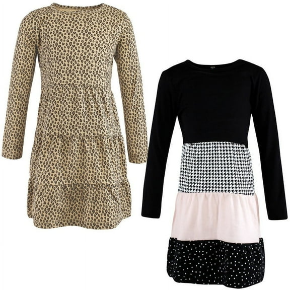 Hudson Baby Girl Cotton Dresses, Houndstooth Lt Pink, 8 Years