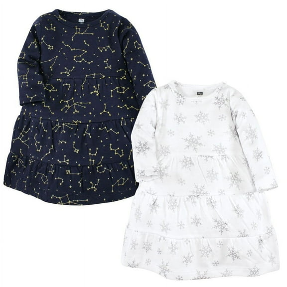 Hudson Baby Girl Cotton Dresses, Metallic Snowflake Star, 3 Toddler