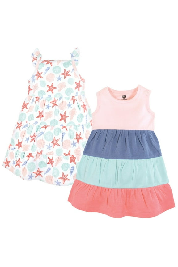 Girl Cotton Dresses, Multicolor Sea Shells, 6 Years