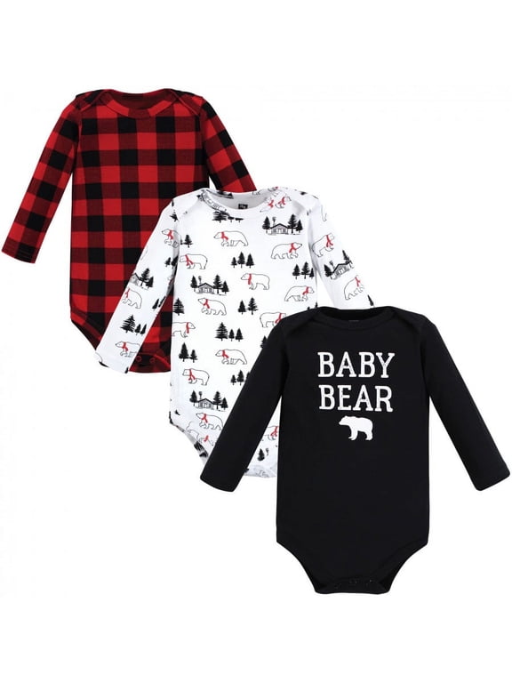 Girl Cotton Long Sleeve Bodysuits, 3-Pack, Sizes Newborn-24 Months