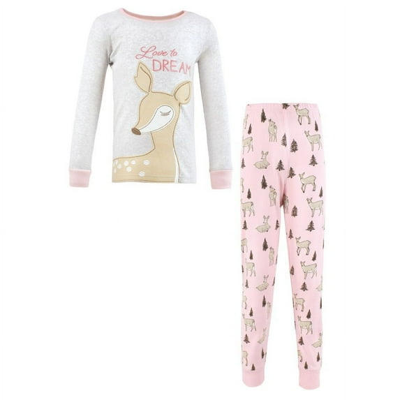 Hudson Baby Girl Cotton Pajama Set, Deer, 4 Toddler