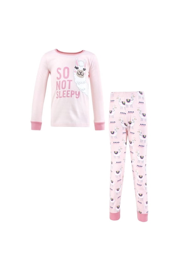 Girl Cotton Pajama Set, Llama, 5 Toddler