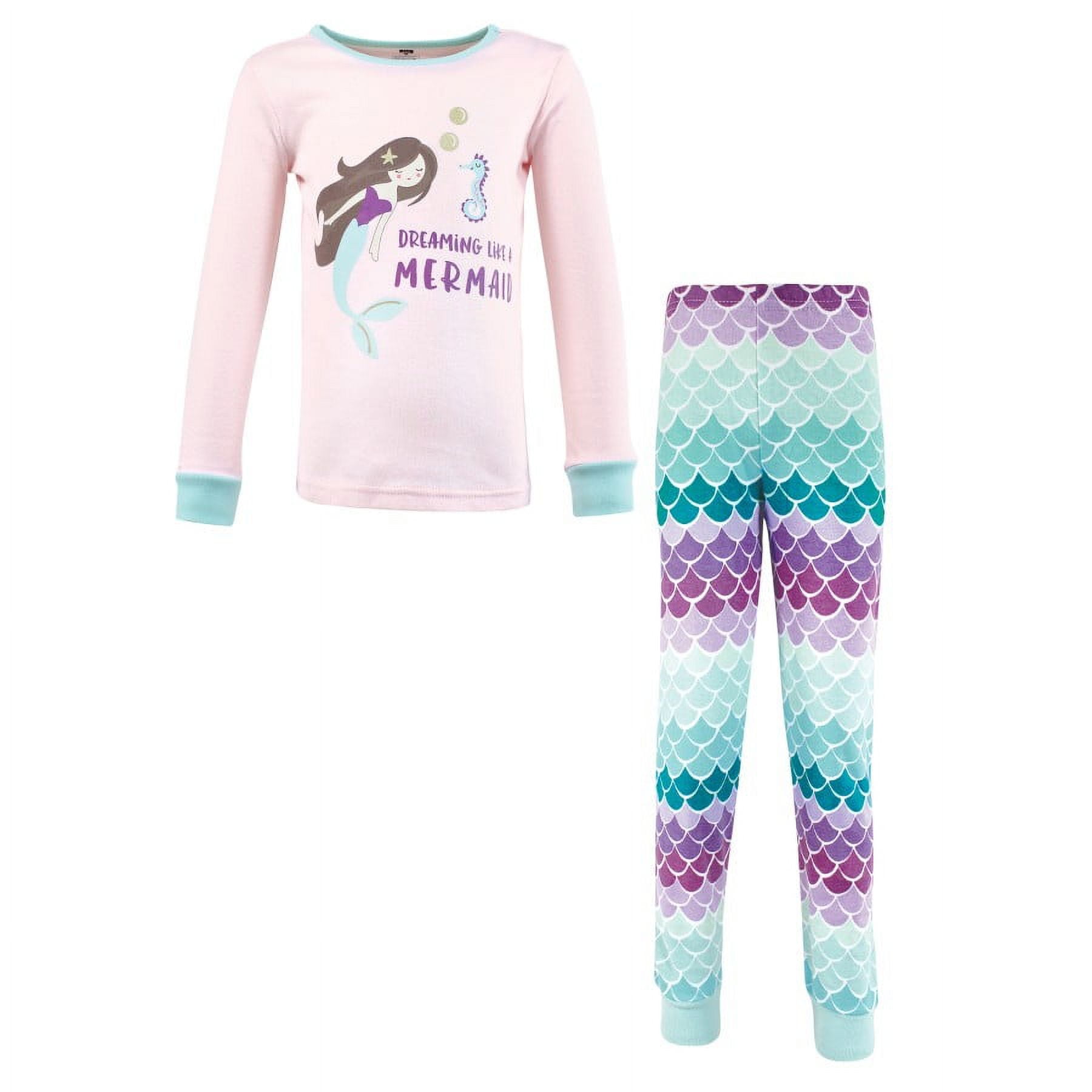 Hudson Baby Girl Cotton Pajama Set, Mermaid, 5 Toddler