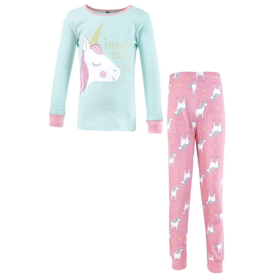 Hudson Baby Girl Cotton Pajama Set, Unicorn, 2 Toddler