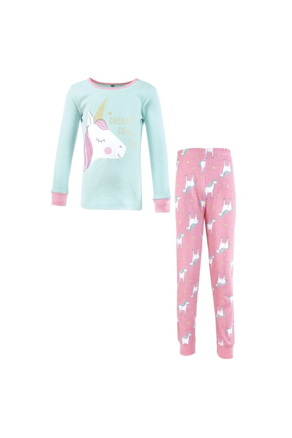Girl Cotton Pajama Set, Unicorn, 6 Years