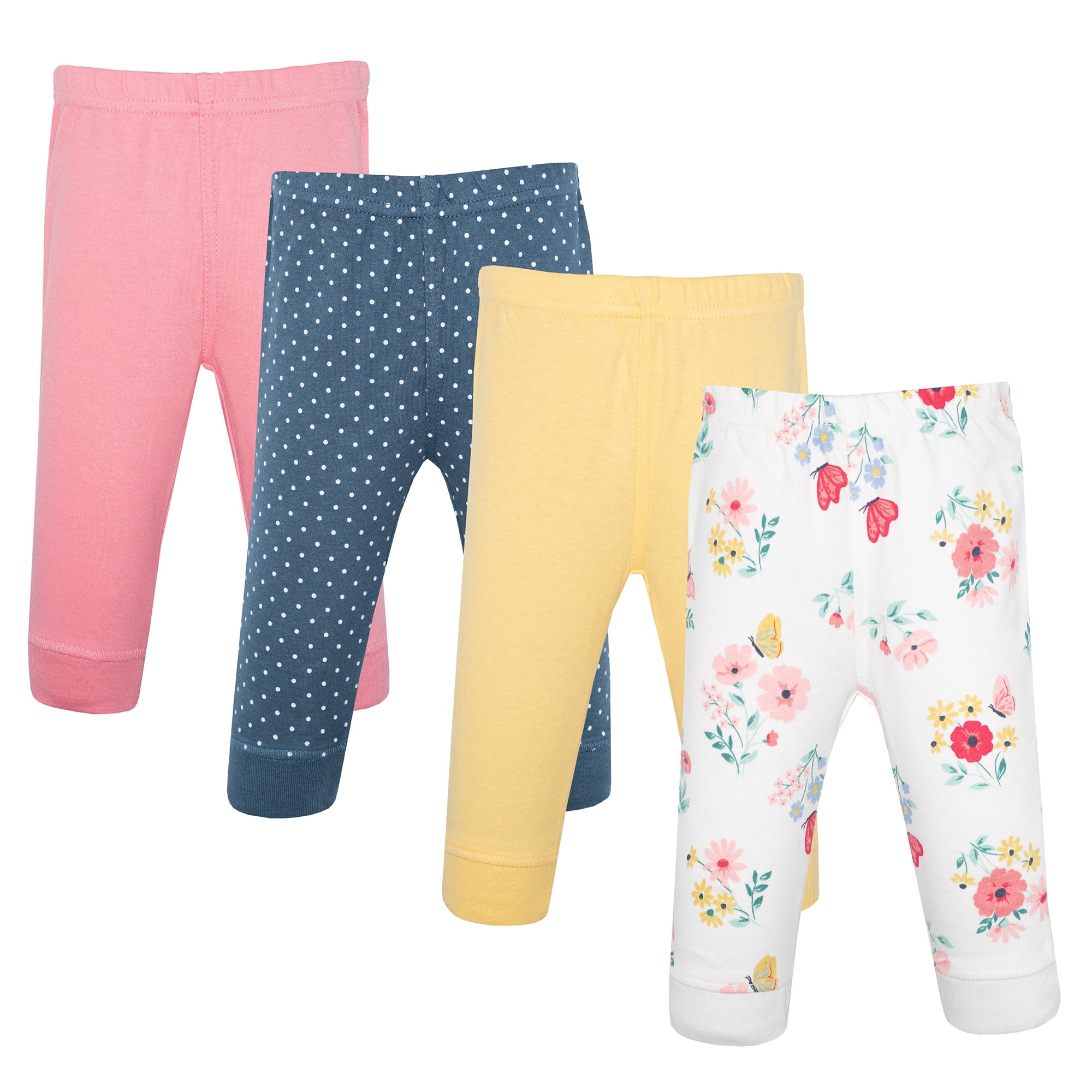 Hudson Baby Girl Cotton Pants and Leggings, Butterfly Floral, 2T