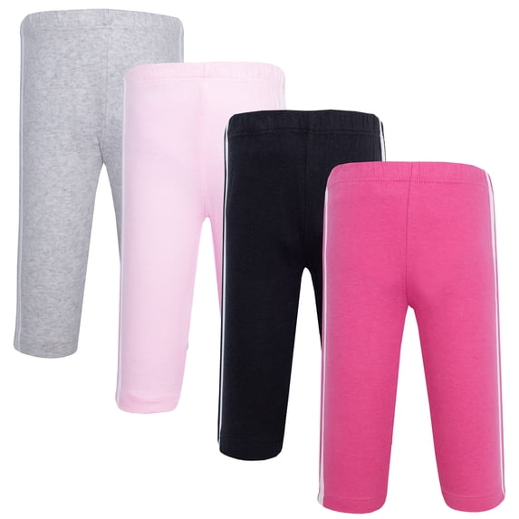 Hudson Baby Girl Cotton Pants and Leggings, Dk Pink Lt Pink, 0-3 Months