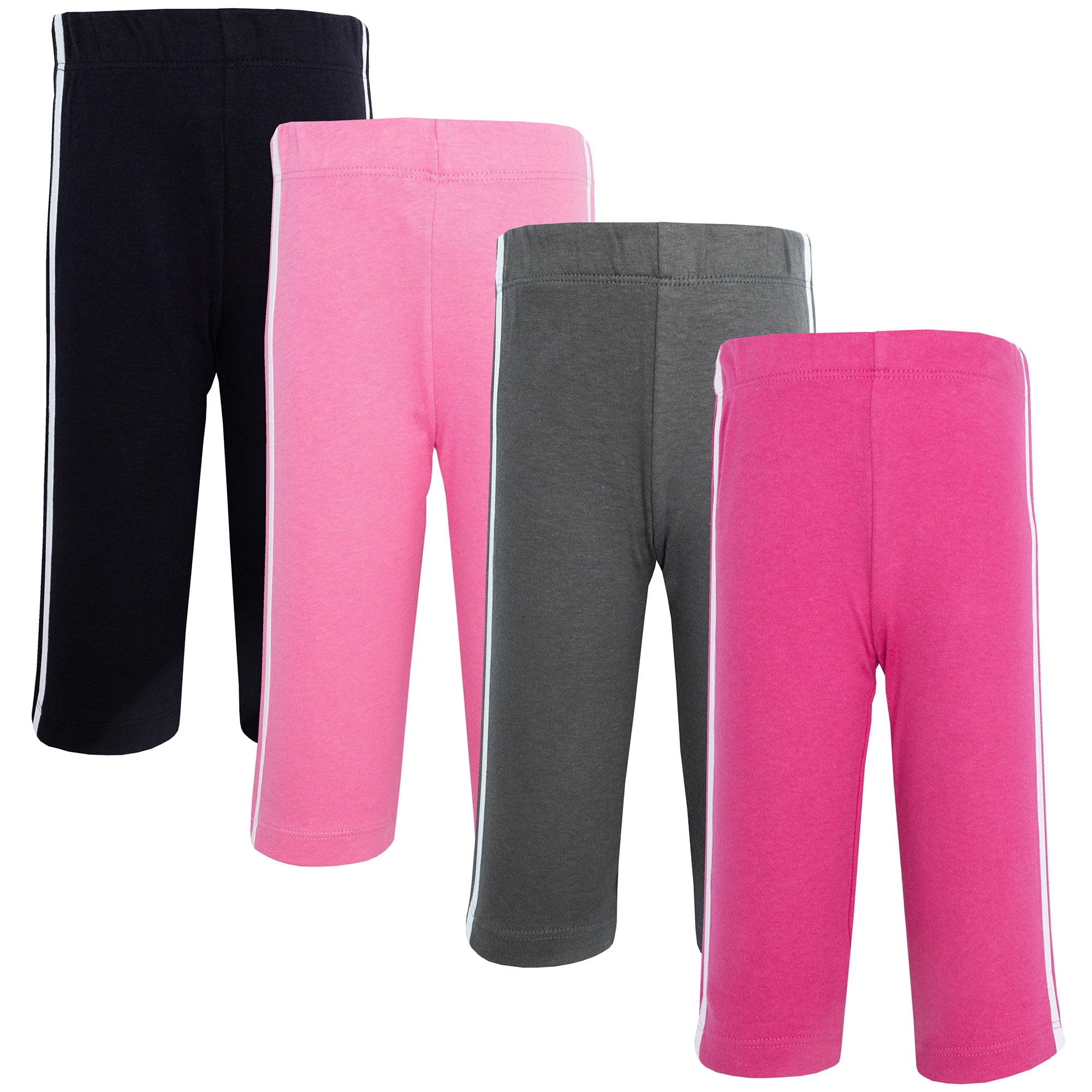 Hudson Baby Girl Cotton Pants and Leggings, Fuchsia Black, 6-9 Months