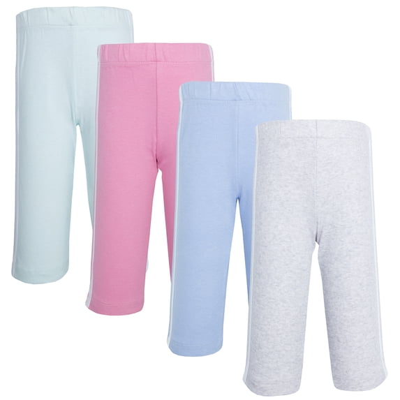 Hudson Baby Girl Cotton Pants and Leggings, Heather Gray Pink, 4T