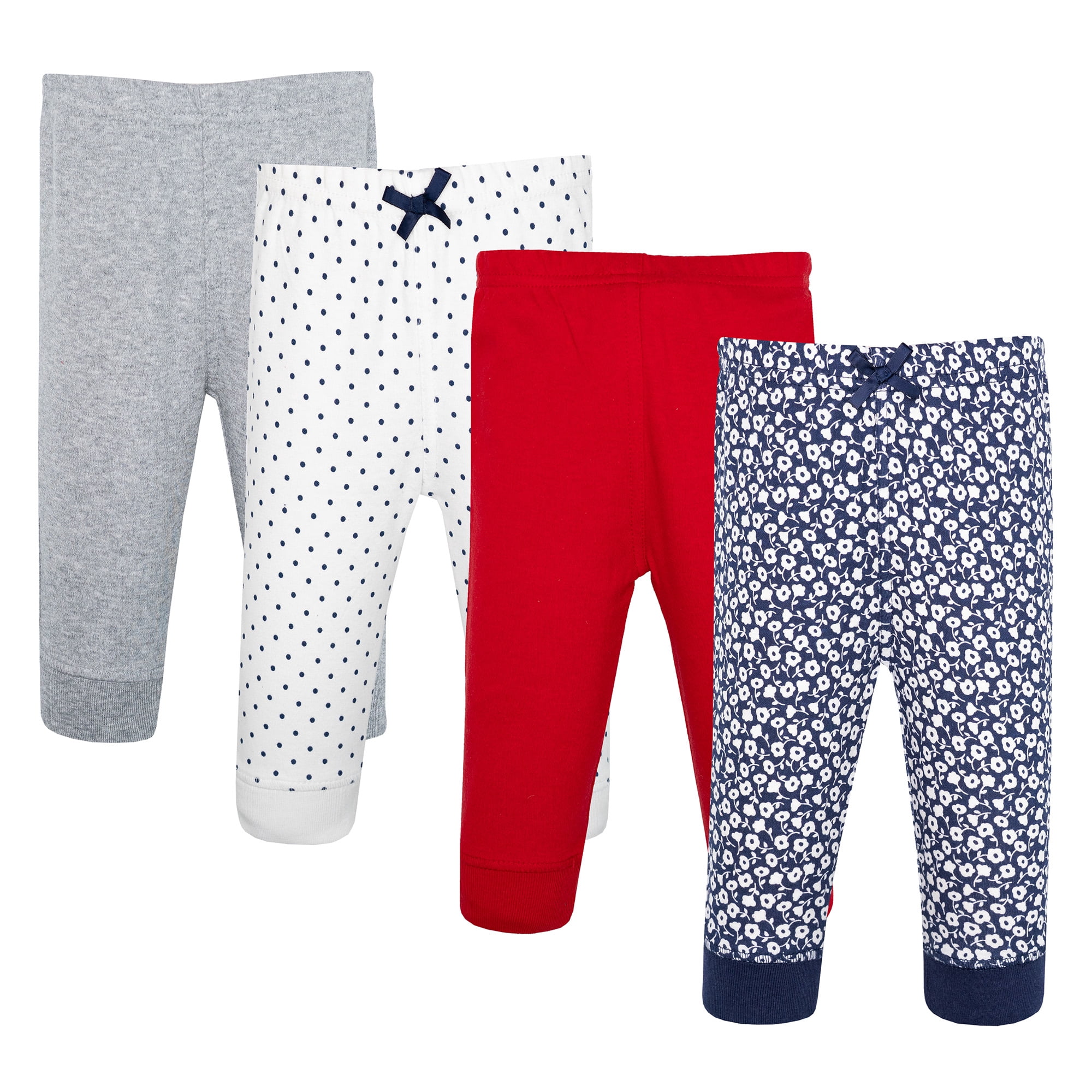 Hudson Baby Girl Cotton Pants and Leggings, Navy Ditsy Floral, 4T