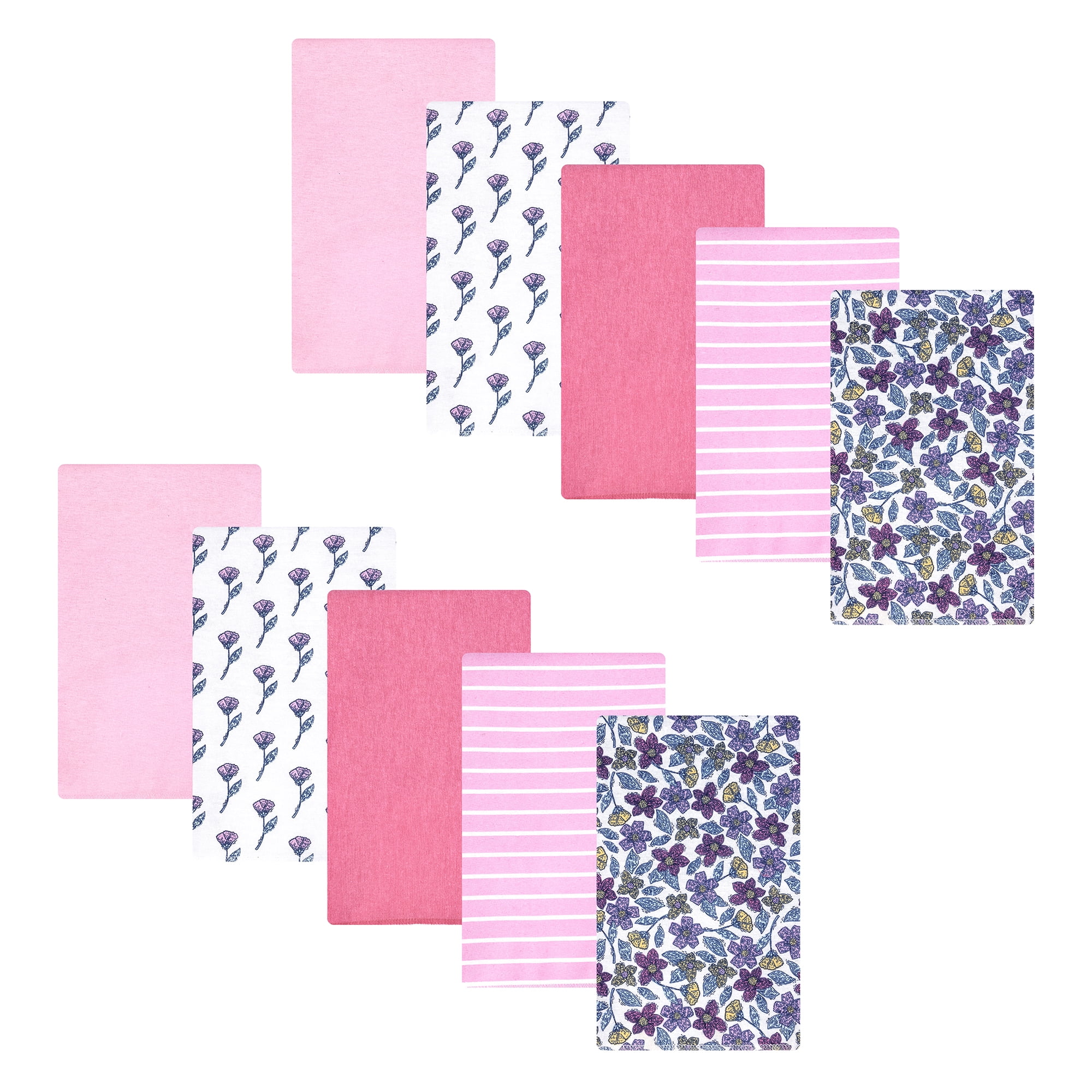 Hudson Baby Unisex Baby Cotton Poly Flannel Burp Cloths, Begonia Pink Floral, One Size
