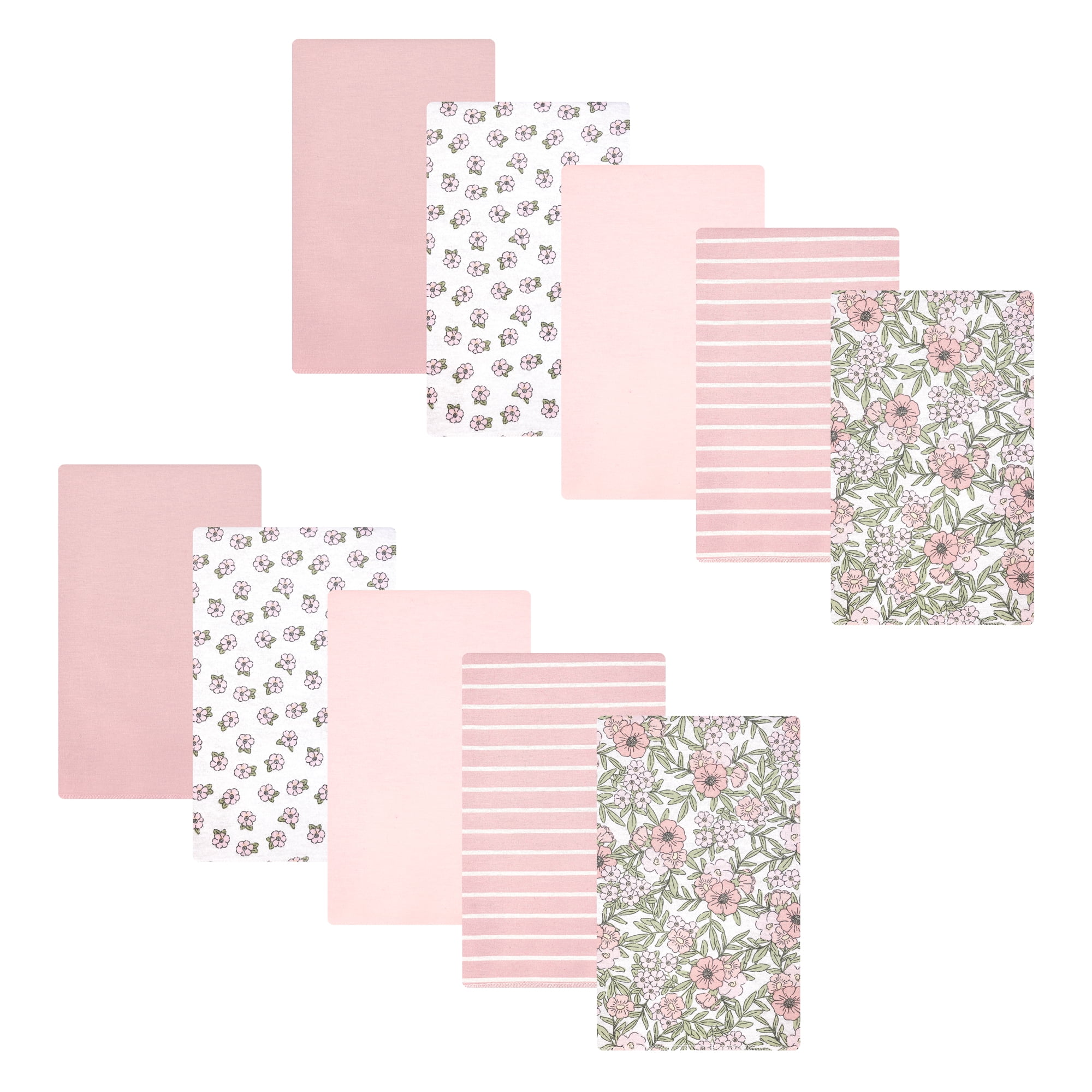 Hudson Baby Girl Cotton Polyester Flannel Burp Cloths 10-Pack, Soft Pink Floral, One Size