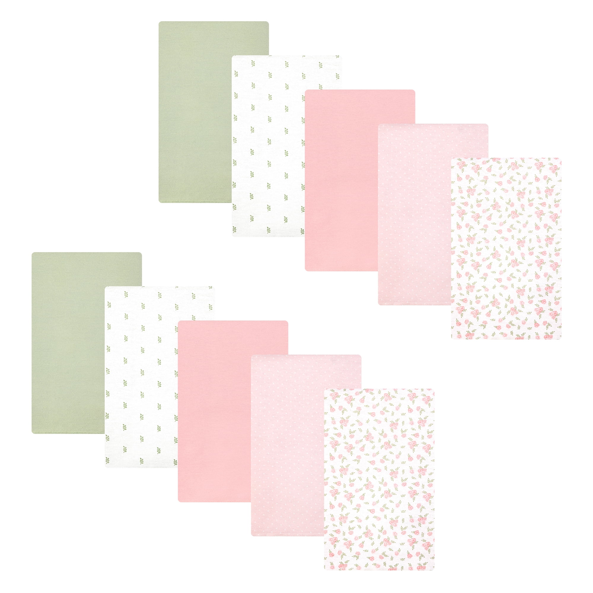 Hudson Baby Unisex Baby Cotton Poly Flannel Burp Cloths, Tiny Rose, One Size