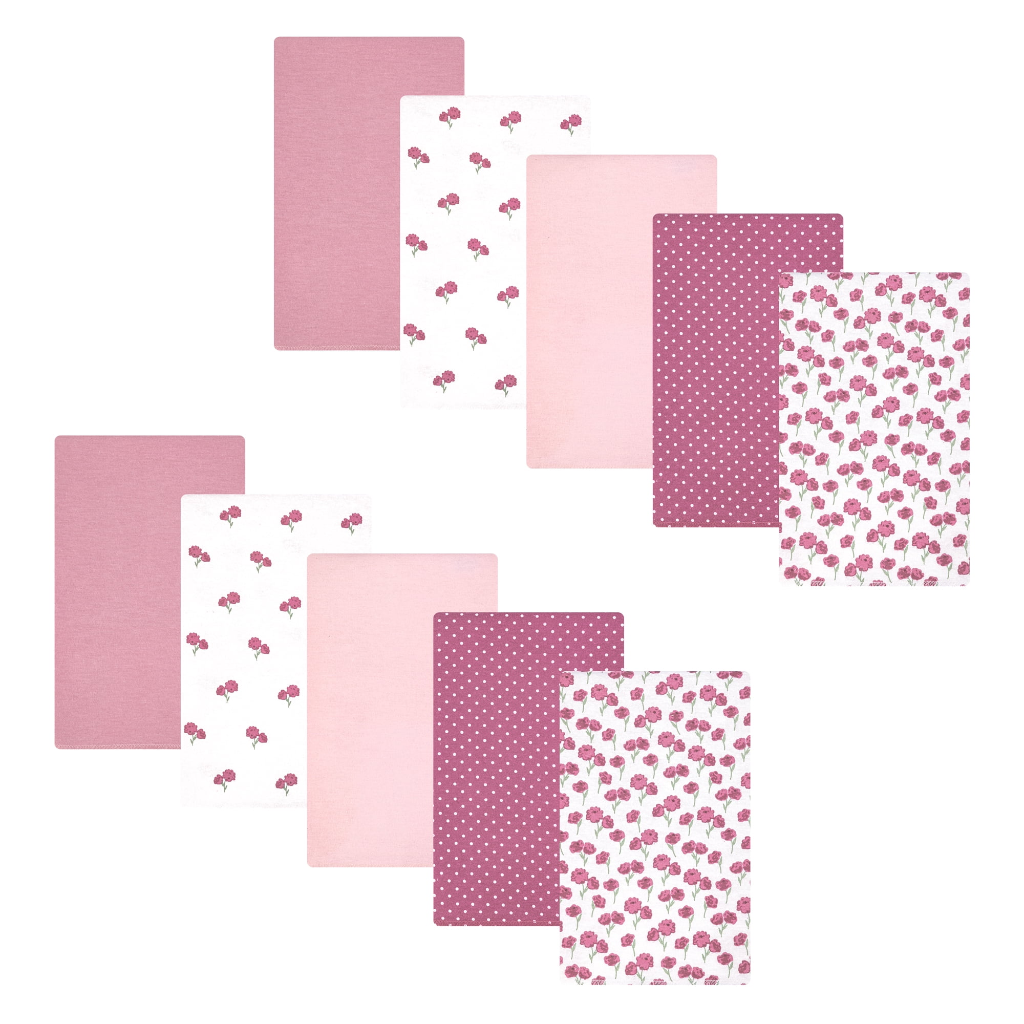 Hudson Baby Unisex Baby Cotton Poly Flannel Burp Cloths, Wild Rose Floral, One Size