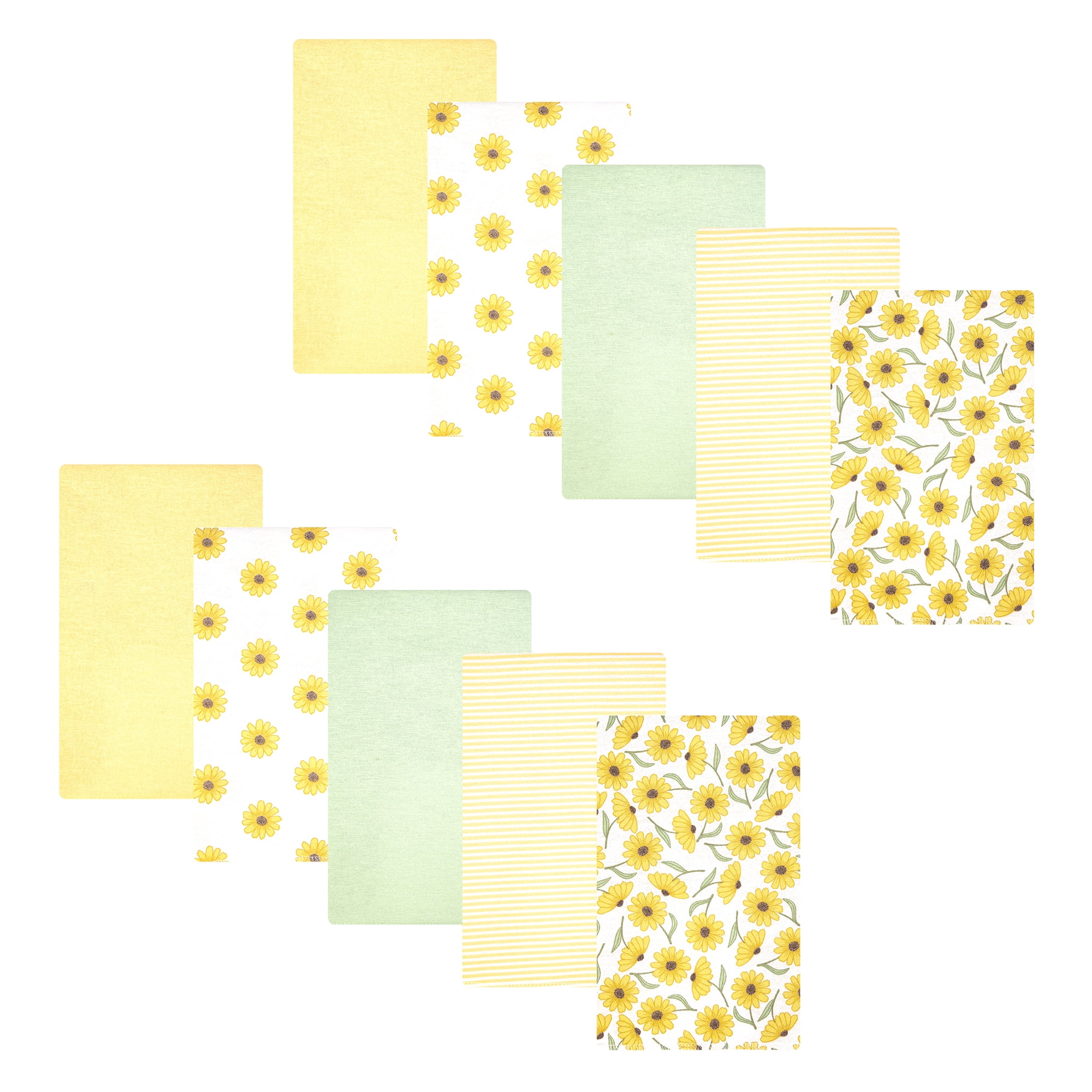 Hudson Baby Unisex Baby Cotton Poly Flannel Burp Cloths, Yellow Daisy, One Size