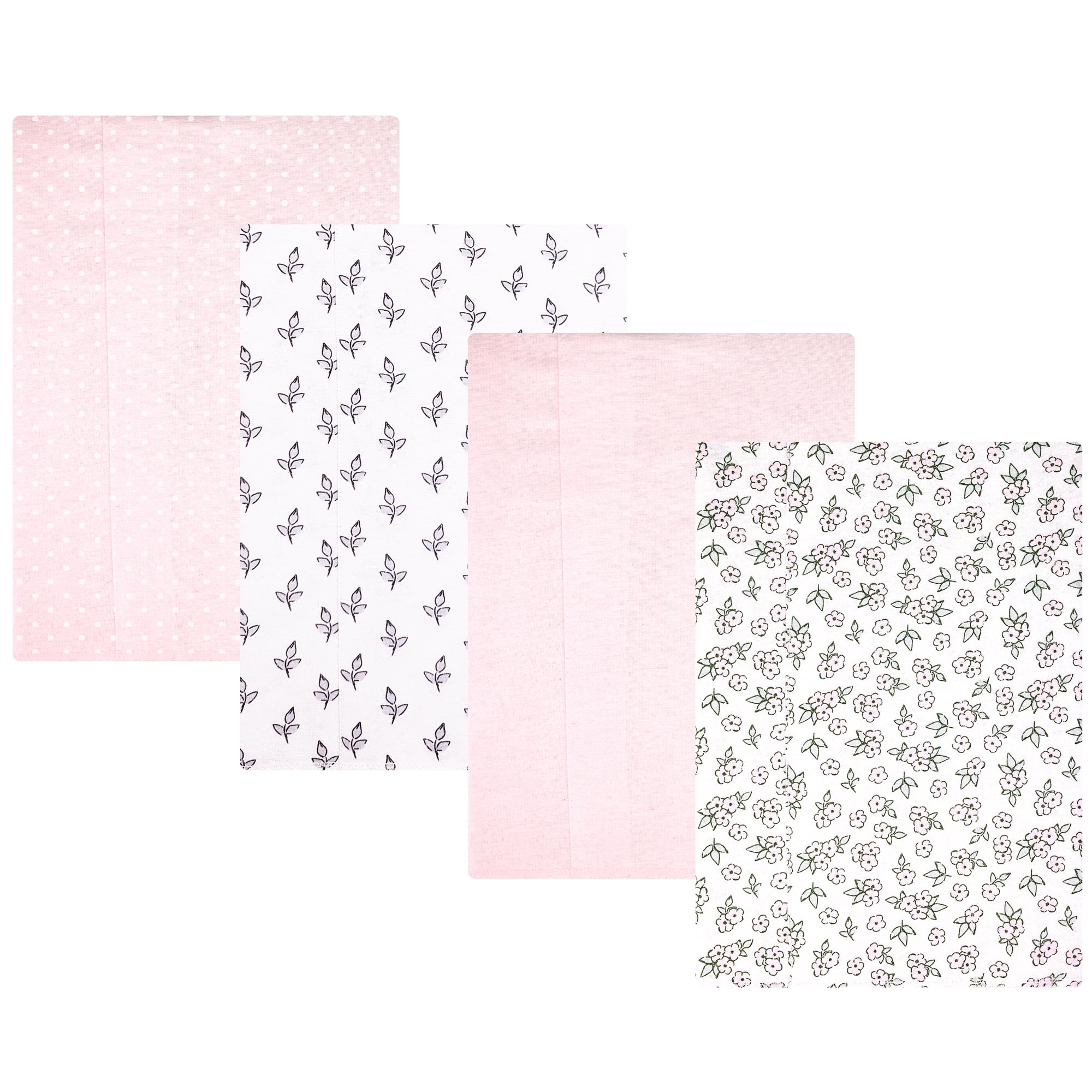 Hudson Baby Unisex Baby Cotton Poly Flannel Burp Cloths, Pink Primrose, One Size