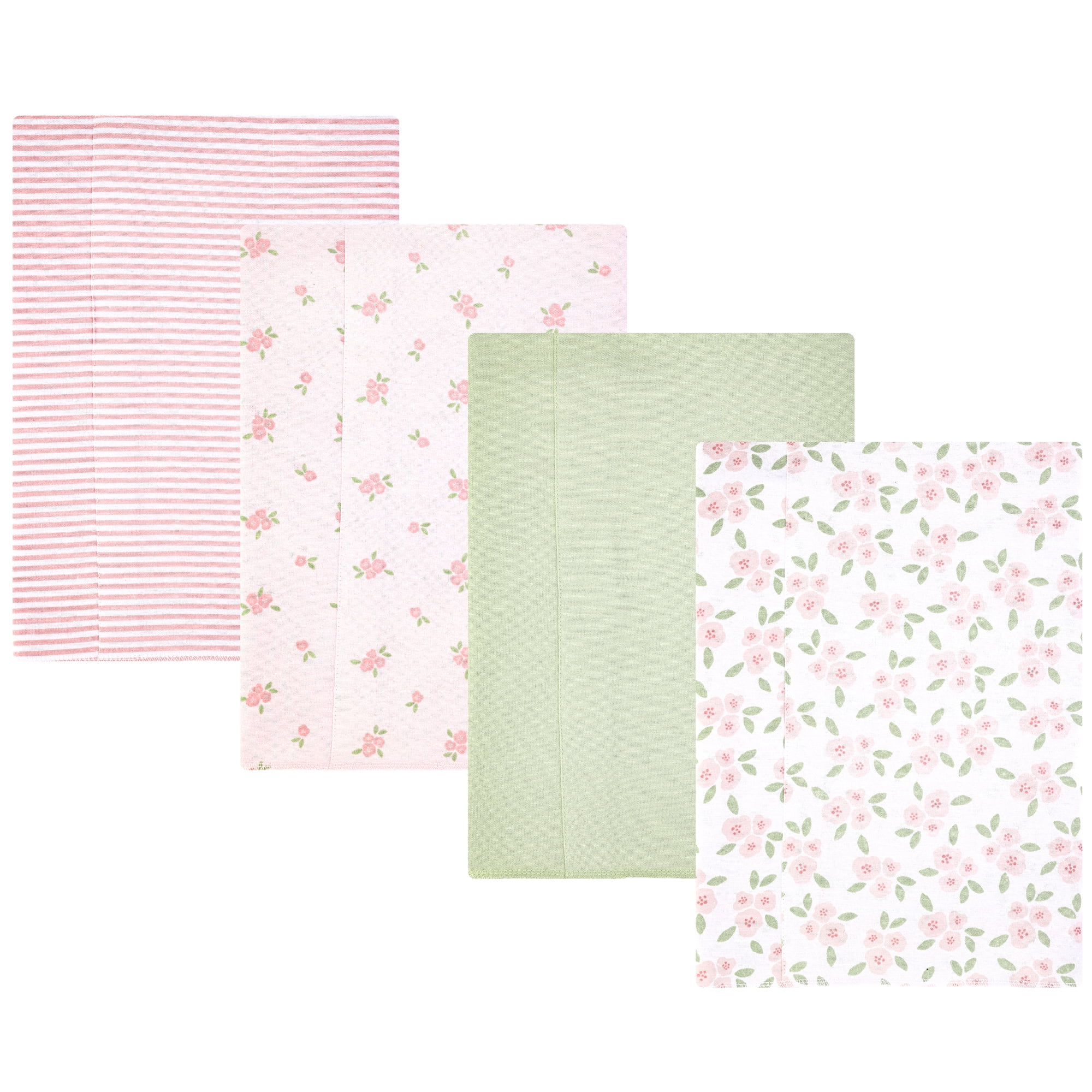 Hudson Baby Girl Cotton Polyester Flannel Burp Cloths 4-Pack, Sweet Little Floral, One Size