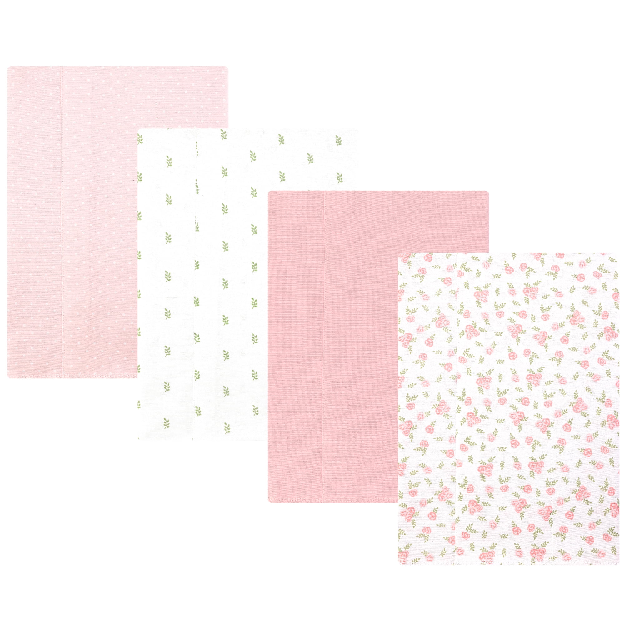 Hudson Baby Unisex Baby Cotton Poly Flannel Burp Cloths, Tiny Rose, One Size