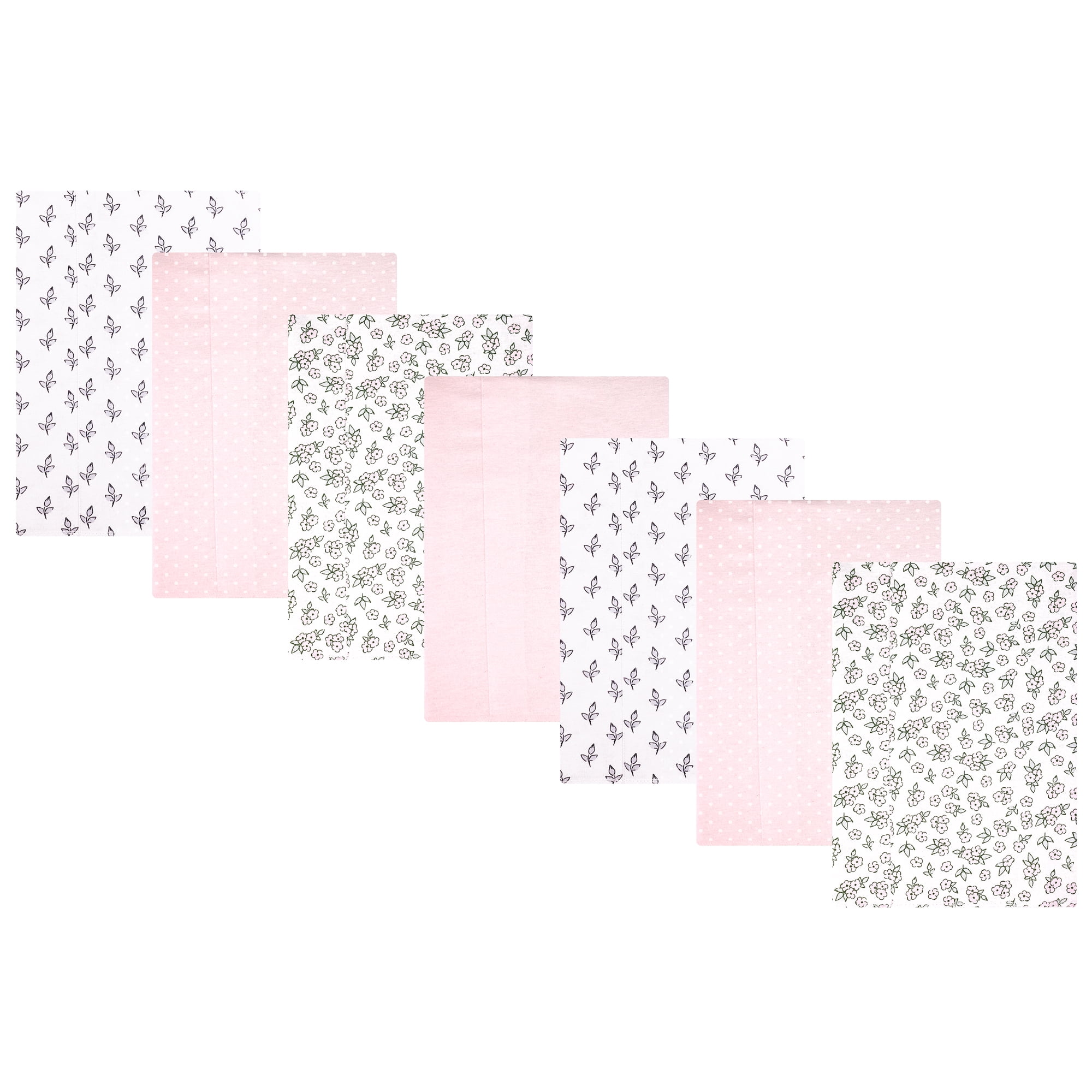 Hudson Baby Girl Cotton Polyester Flannel Burp Cloths 7-Pack, Pink Primrose, One Size