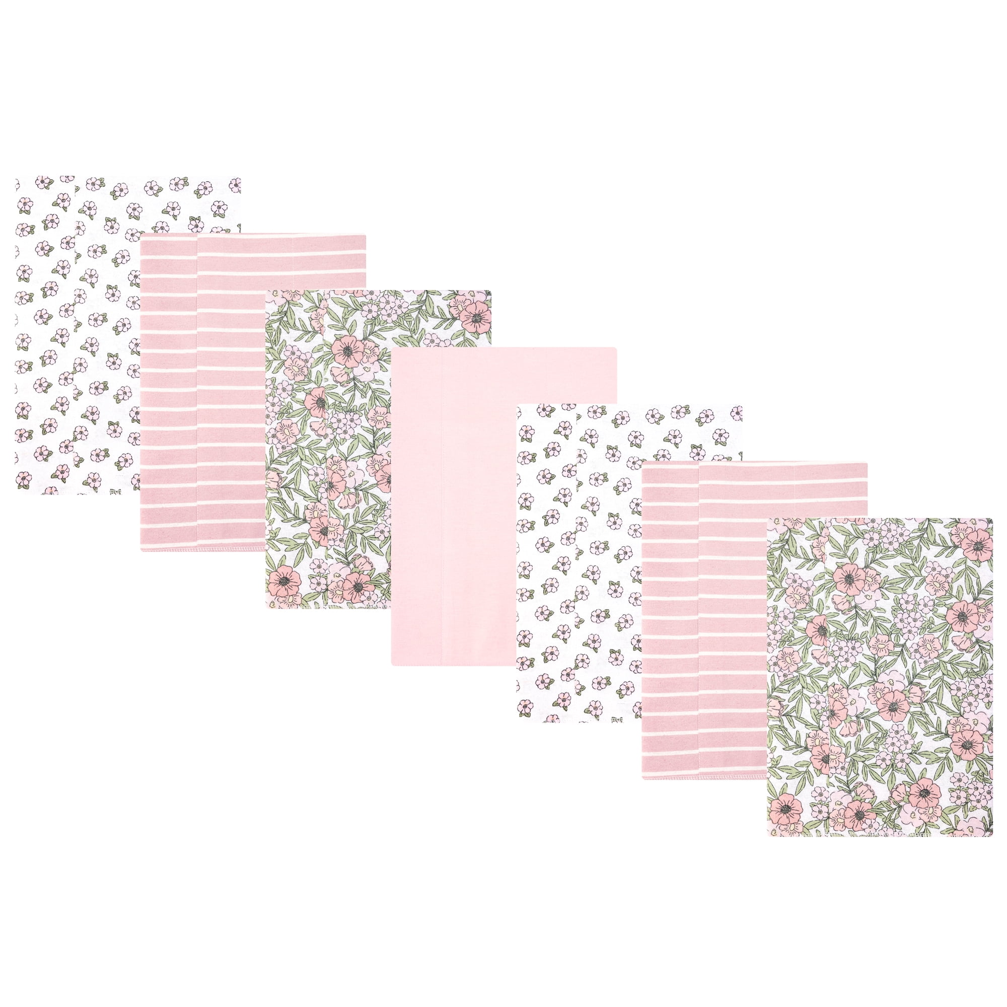 Hudson Baby Unisex Baby Cotton Poly Flannel Burp Cloths, Soft Pink Floral, One Size