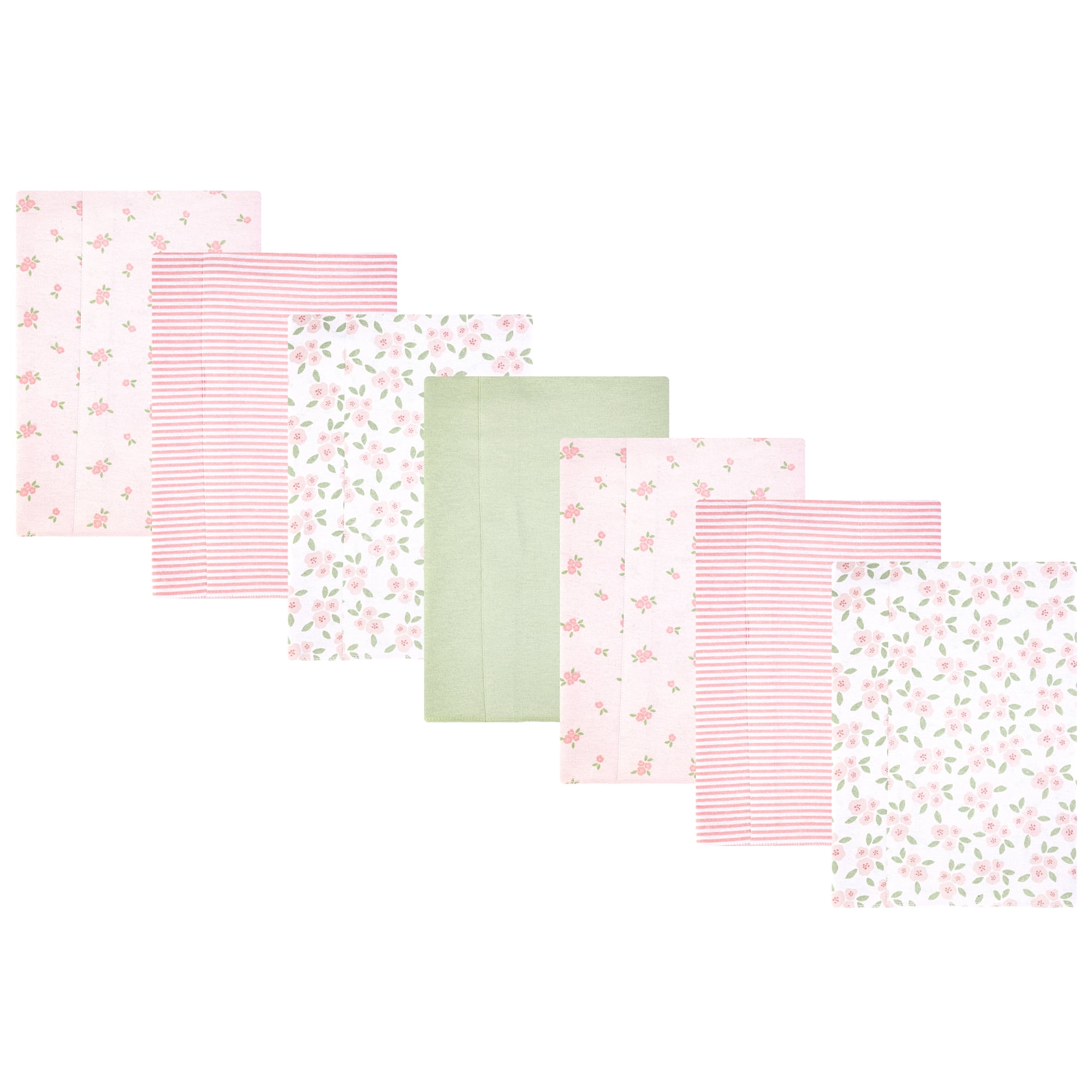 Hudson Baby Girl Cotton Polyester Flannel Burp Cloths 7-Pack, Sweet Little Floral, One Size
