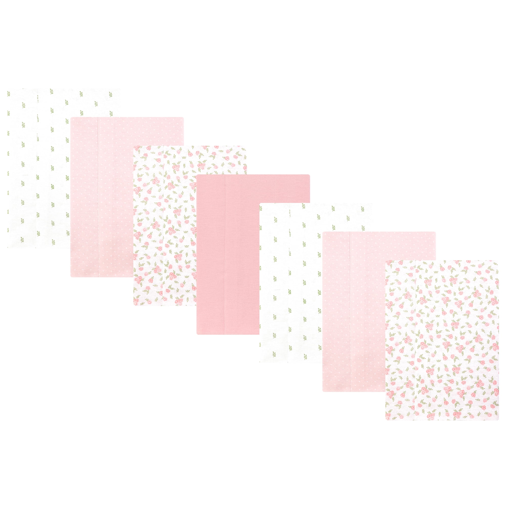 Hudson Baby Girl Cotton Polyester Flannel Burp Cloths 7-Pack, Tiny Rose, One Size