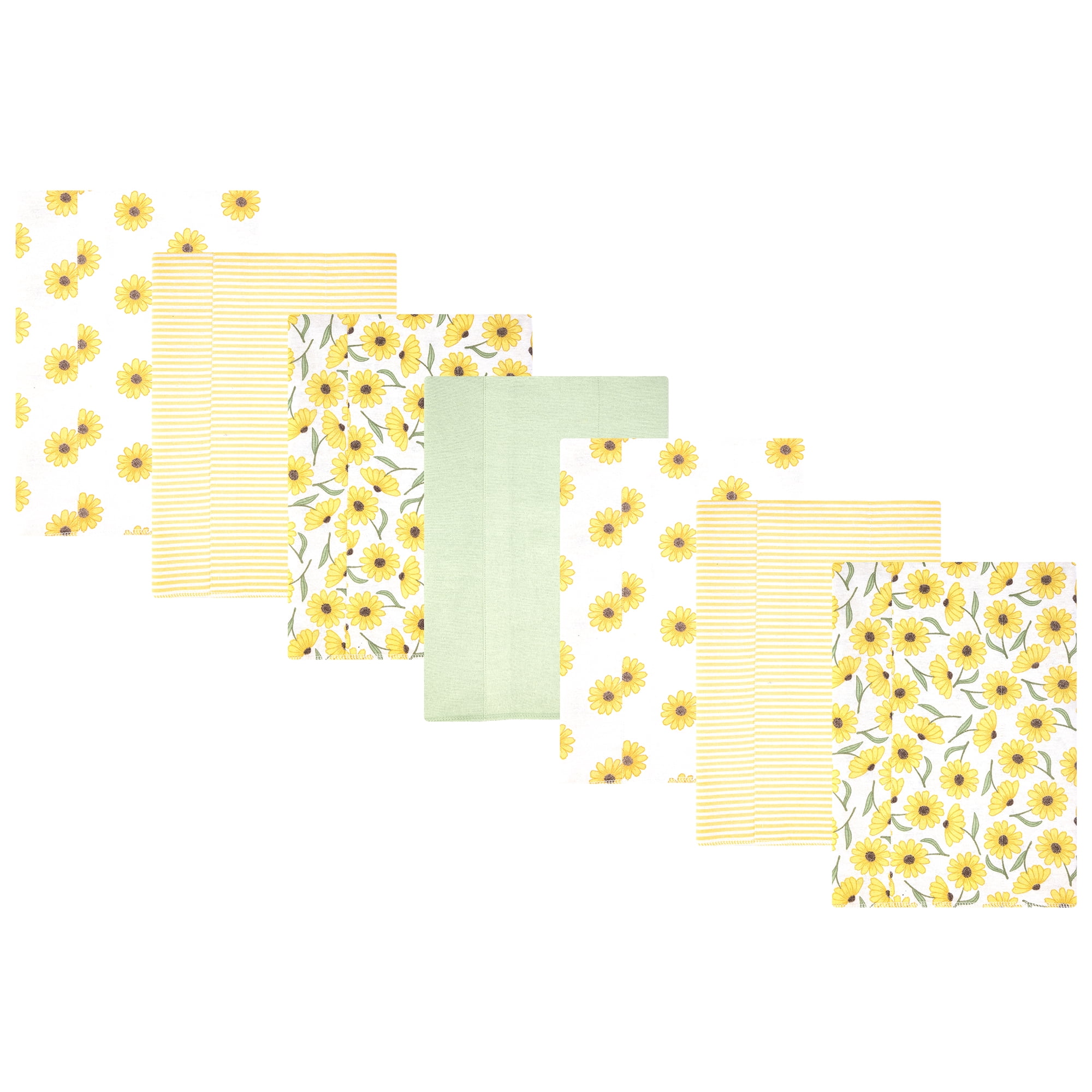 Hudson Baby Girl Cotton Polyester Flannel Burp Cloths 7-Pack, Yellow Daisy, One Size