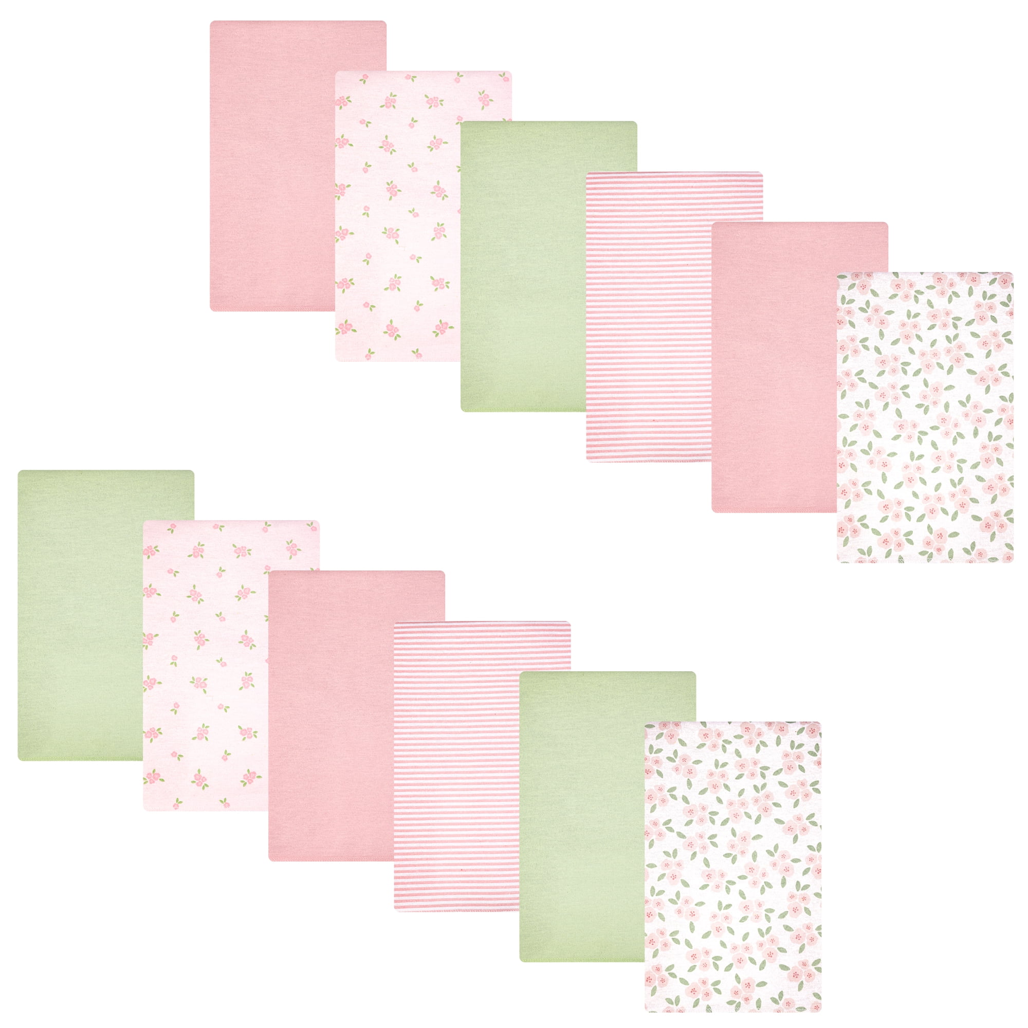 Hudson Baby Girl Cotton Polyester Flannel Burp Cloths Bundle 12-Pack, Sweet Little Floral, One Size