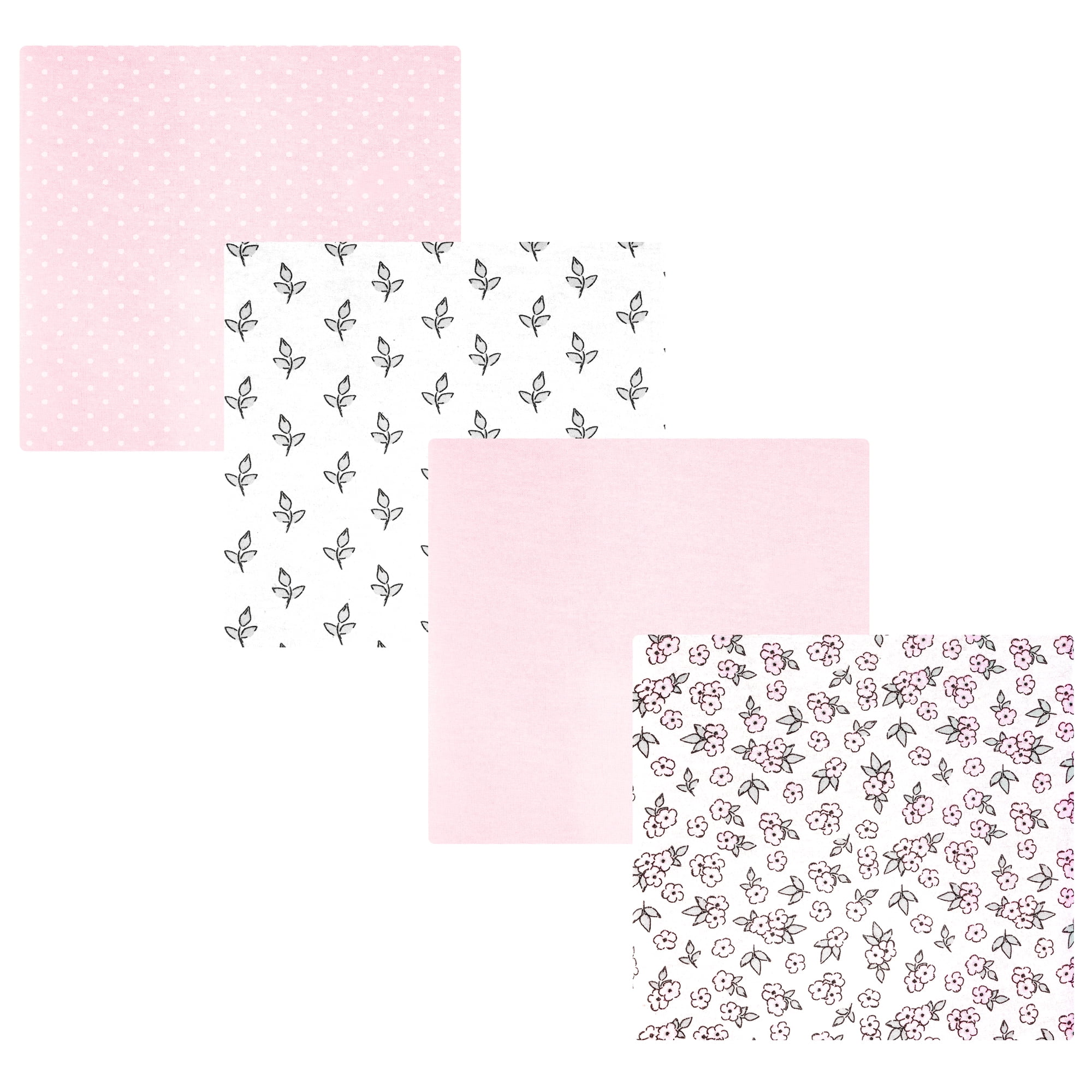 Hudson Baby Girl Cotton Polyester Flannel Receiving Blankets 4-Pack, Pink Primrose, One Size