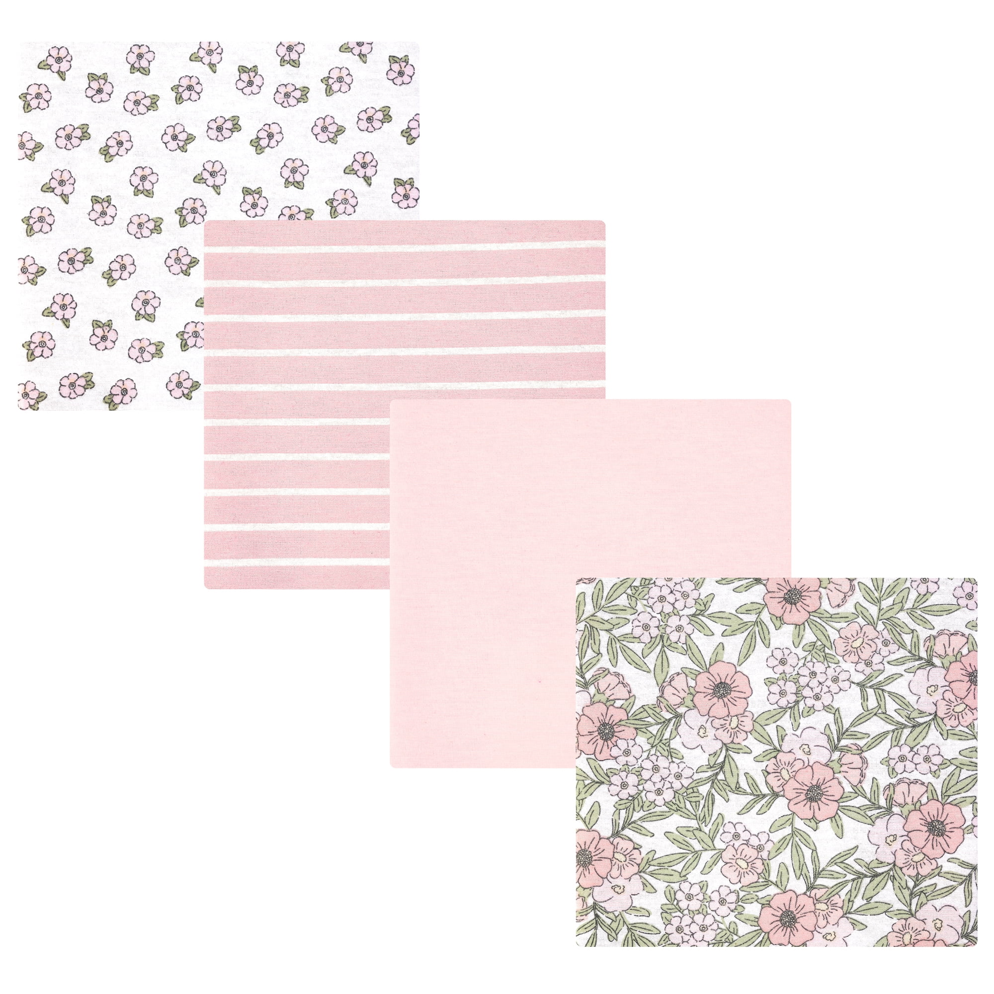 Hudson Baby Unisex Baby Cotton Poly Flannel Receiving Blankets, Soft Pink Floral, One Size