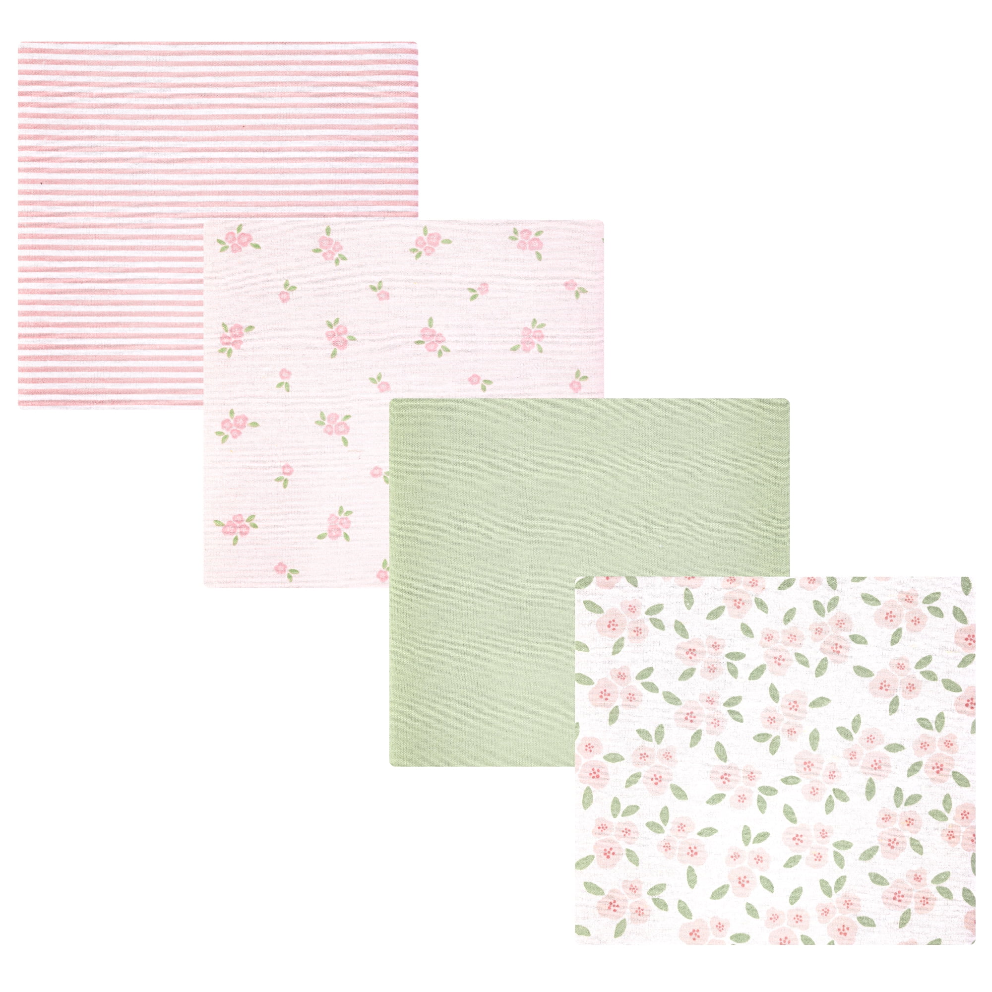 Hudson Baby Girl Cotton Polyester Flannel Receiving Blankets 4-Pack, Sweet Little Floral, One Size