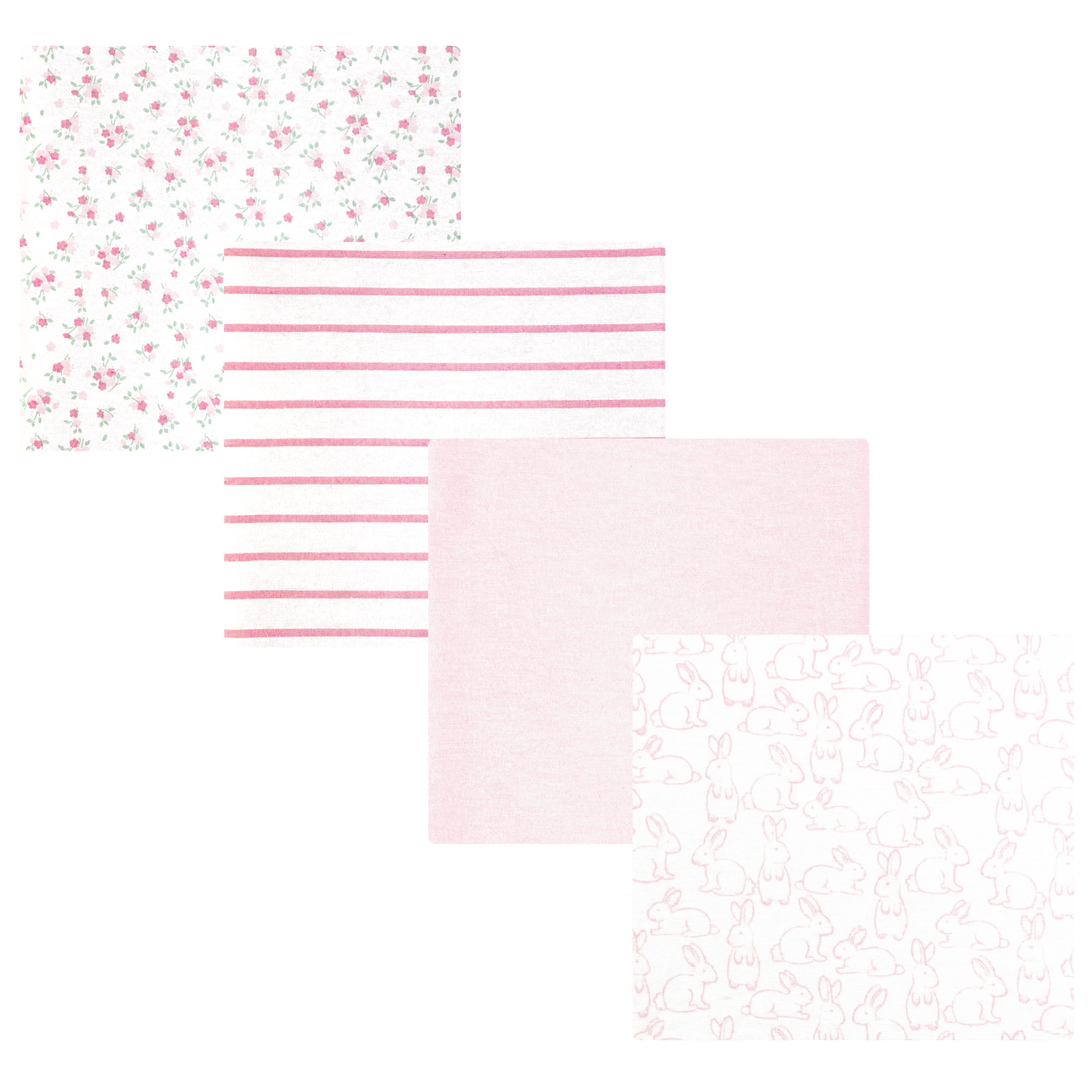Hudson Baby Unisex Baby Cotton Poly Flannel Receiving Blankets, Wispy Wild Flower Bunny, One Size