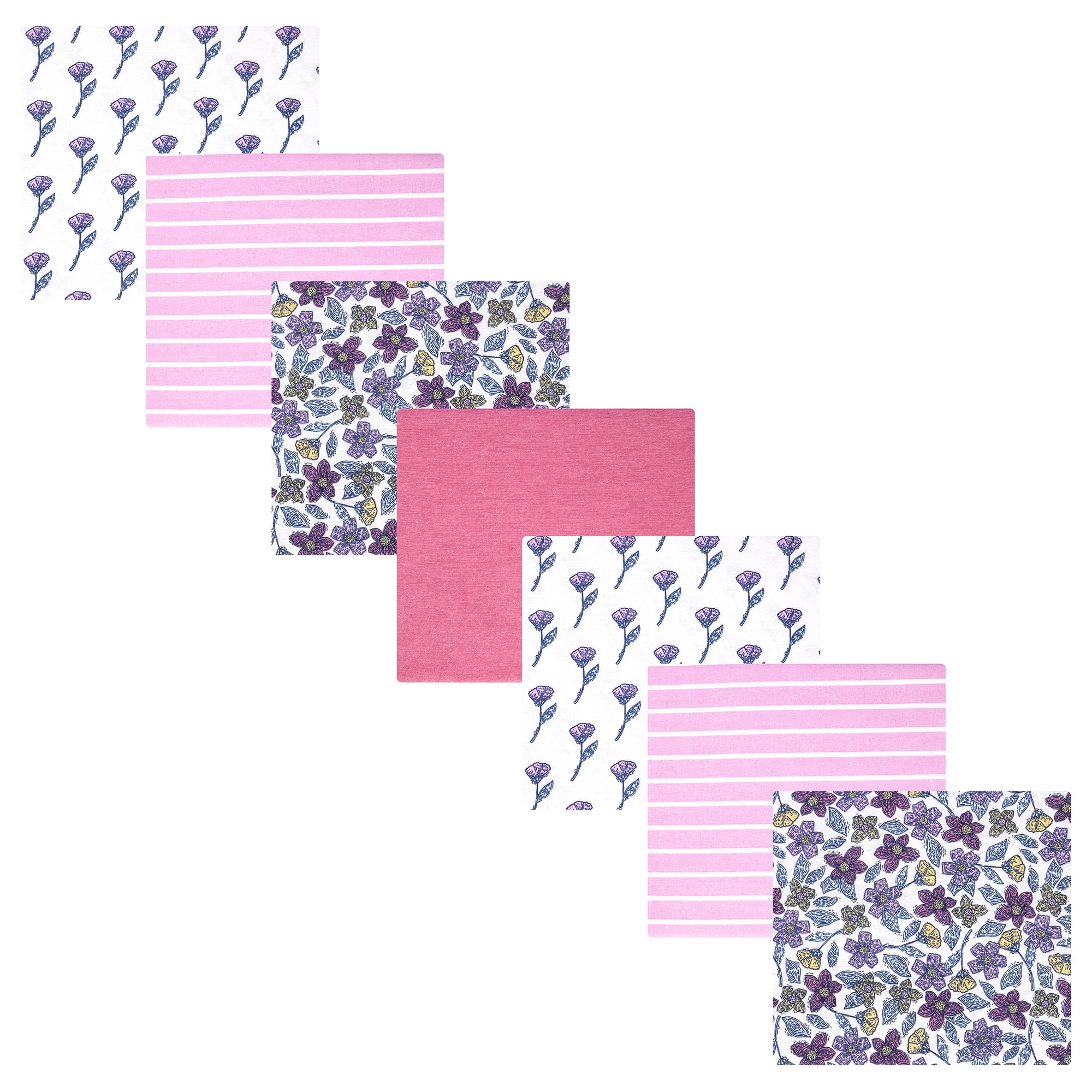Hudson Baby Unisex Baby Cotton Poly Flannel Receiving Blankets Bundle, Begonia Pink Floral, One Size