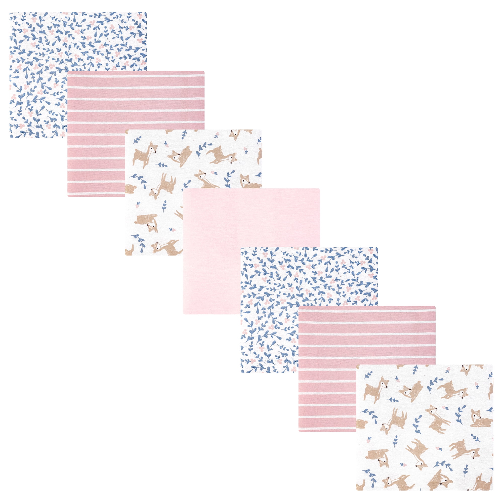 Hudson Baby Girl Cotton Polyester Flannel Receiving Blankets Bundle 7-Pack, Loves Me Deerly, One Size