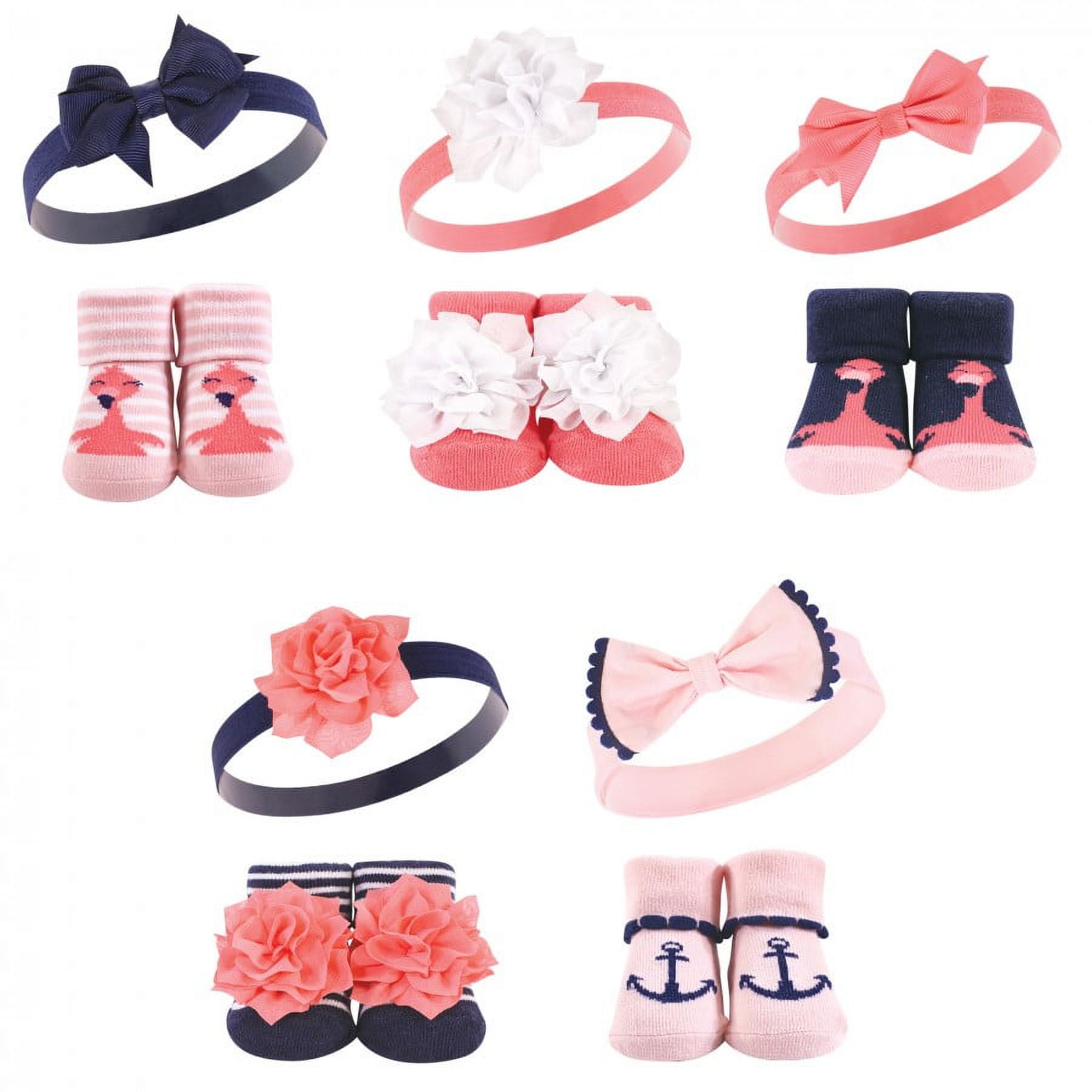 Hudson Baby Headband and Socks Giftset, 6-Piece, 0-9 Months