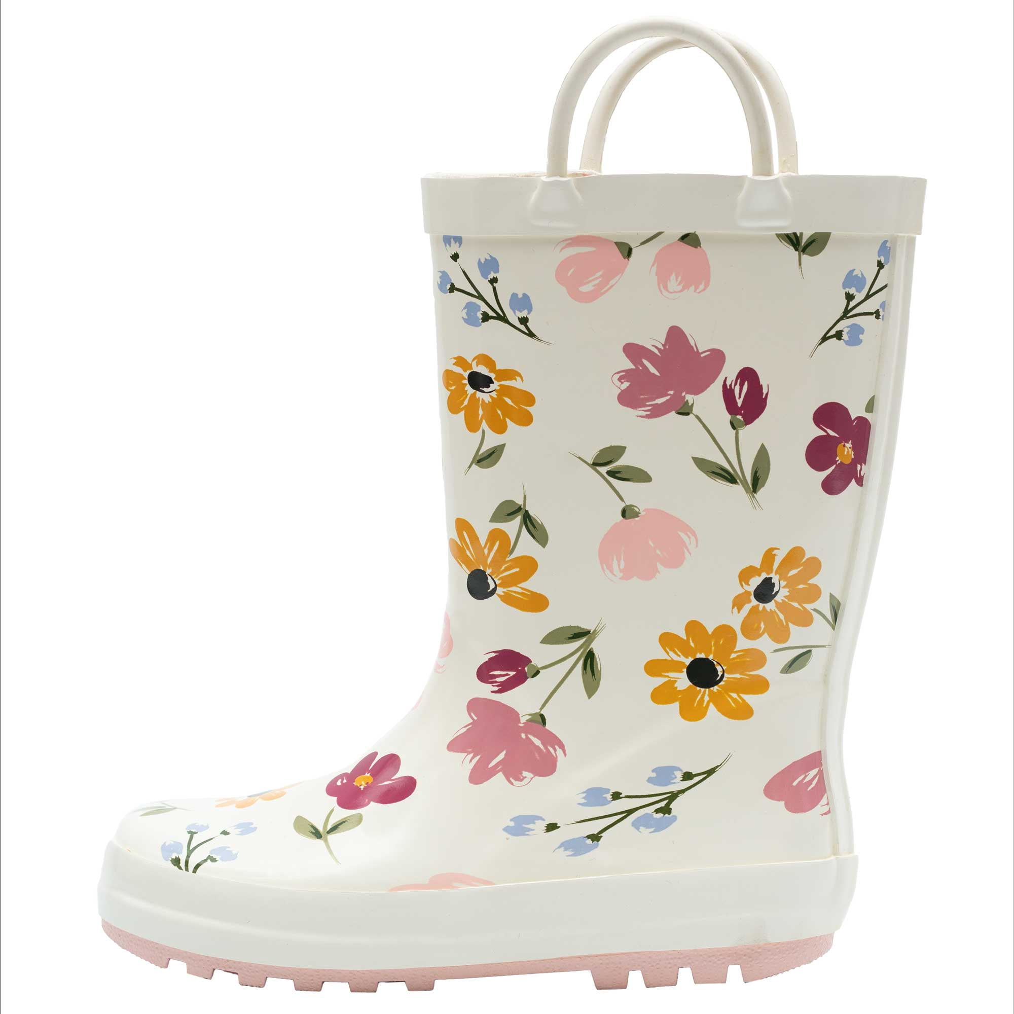 Hudson Baby Girl Rain Boots, Soft Painted Floral, 7 Toddler
