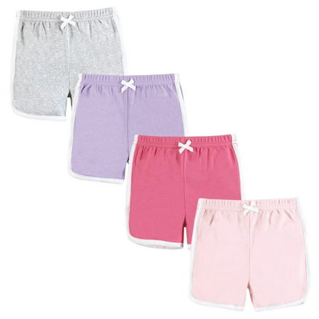 Hudson Baby Girl Shorts Bottoms 4-Pack, Pink Lilac, 9-12 Months