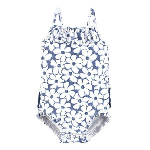 Hudson Baby Girls Baby Swimsuit, Blue Cosmos, 3-6 Months
