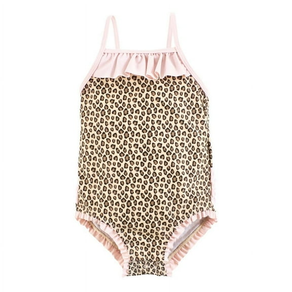 Hudson Baby Girls Baby Swimsuit, Leopard, 3-6 Months