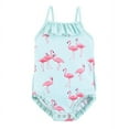 thumbnail image 1 of Hudson Baby Girls Baby Swimsuit, Mint Flamingo, 3-6 Months, 1 of 2