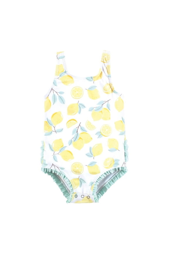 Girls Baby Swimsuit, Mint Lemons, 18-24 Months