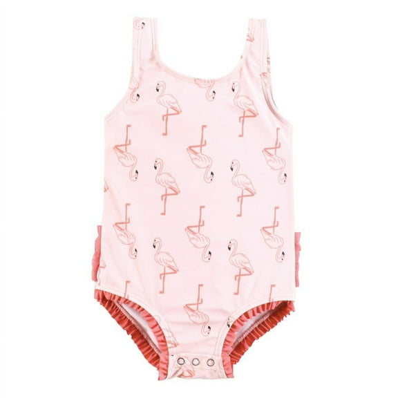 Hudson Baby Girls Baby Swimsuit, Pink Flamingo, 3-6 Months