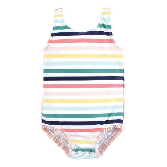 Hudson Baby Girls Baby Swimsuit, Sunset Stripe, 3-6 Months