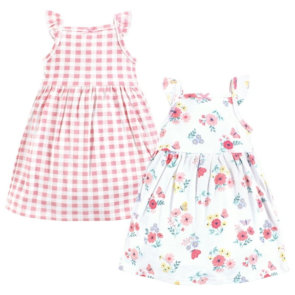 Hudson Baby Girls Cotton Dresses, Butterfly Floral, 0-3 Months