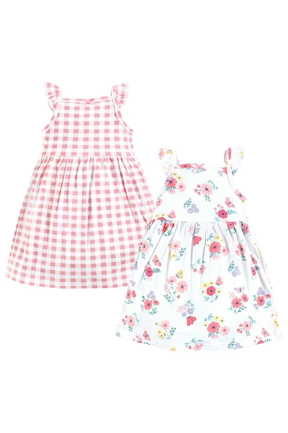 Girls Cotton Dresses, Butterfly Floral, 0-3 Months